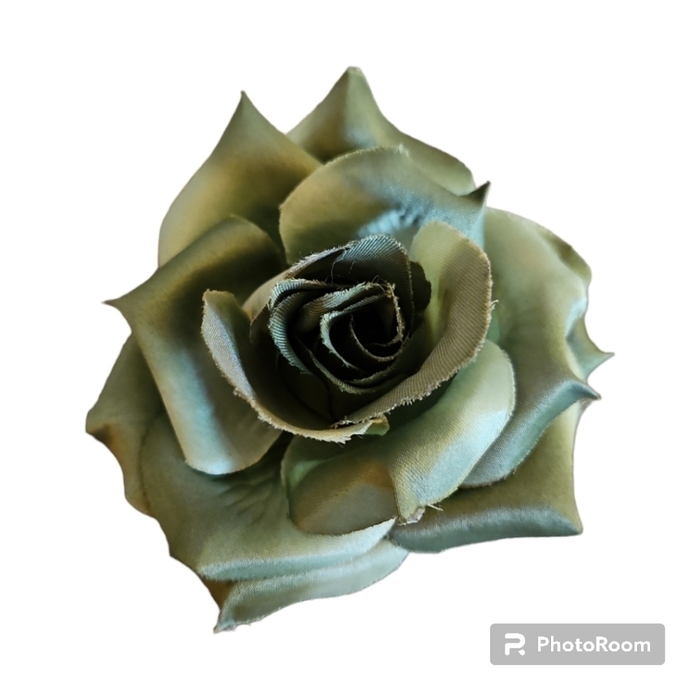 3/$30 Green Silk Rose Brooch Pin